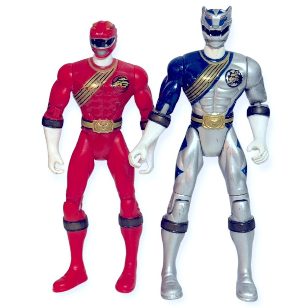 Bandai 2001 Blue and Red Power Rangers